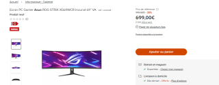 Ecran PC 49" Asus ROG Strix XG49WCR à 699€