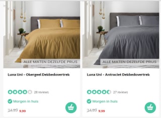 Alle maten dezelfde prijs bij Dekbeddiscounter
