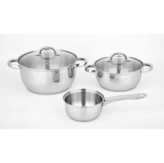 Batería de Cocina 1 Cazo + 2 Cacerolas + 2 Tapas Acero Inoxidable CARREFOUR HOME por 14,95€