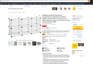 SONGMICS Estantería Modular de 9 Compartimentos, Organizador de Plástico 30x40x30cm con Martillo de Goma y Hierro Blanco LPC36W por solo 18,55€