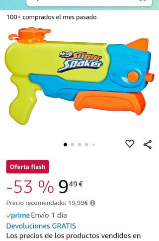 Nerf Super Soaker Lanzador de agua por 9,49€.