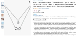 REIOT Collar infinito Mujer de Doble Capa de Plata de Ley 925 por 6€
