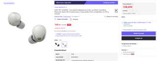 Sony WF-1000XM5B Cancelación de ruido por 158,89€