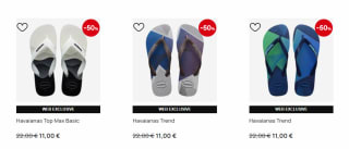 50% korting op Havaianas	in de sale