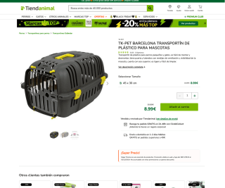 Transportín de plástico para perros pequeños y gatos TK-Pet 45 x 30 cm por solo 8,99€