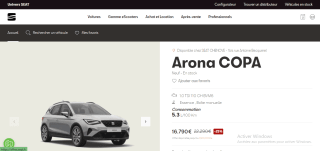 Voiture Seat Arona Copa - Essence 1.0 TSI 110 CH BVM6 à 16790€