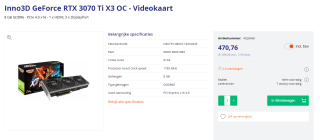 Inno3D GeForce RTX 3070 Ti X3 OC - Videokaart voor €470,76 bij Azerty