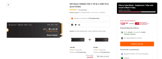 Disco duro WD Black SN850X SSD 2 TB M.2 2280 PCIe Gen4 NVMe por 128,99€