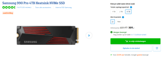Samsung 990 Pro M.2 4 TB PCI Express 4.0 NVMe V-NAND TLC voor €309 bij Coolblue