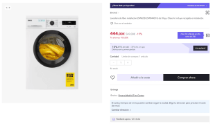 Lavadora marca ZANUSSI modelo ZAF844G1G de 8 kg y Clase A. por 429€