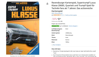 Ravensburger Kwartetspel met auto's voor €0,26 bij Amazon