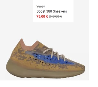 Zapatillas de Hombre Adidas Yeezy Boost 380 por 75€