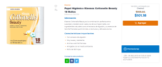 Papel Higiénico Kleenex Cottonelle Beauty por $79 en Chedraui