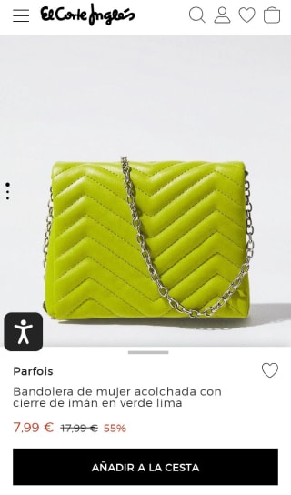 Parfois Bandolera de mujer acolchada con cierre de imán en verde lima por 7,99€.