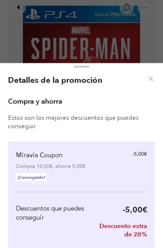 Spiderman Marvel PlayStation 4 por 13€.