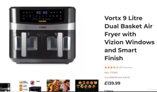 Vortx 9 Litre Dual Basket Air Fryer for £111.99 at Tower Housewares