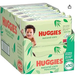 Pack 10 toallitas Huggies Natural Care 56 unidades por 9.72€