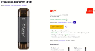 Transcend Externe SSD-harde schijf, 2TB Zwart voor €84,04 bij Bol.com