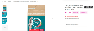 Purina One kattenvoer 2 zakken voor €10 bij Ranzijn