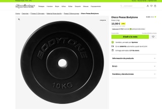 Disco Pesas Bodytone 4.5/5(66) Pesa 2,5 Kg por 10,99€