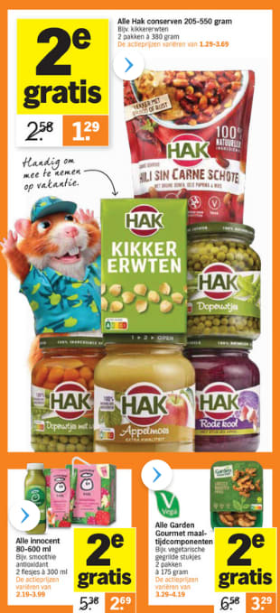 Heel veel producten de 2e gratis bij de AH