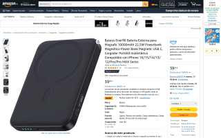 Baseus Enerfill batería externa magsafe 10000mAh 22,5W por 25,99€