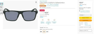 Gafas Calvin Klein Ck20521s por $405 en Amazon