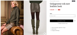 Grijsgroene rok met leather look Annelien Coorevits voor €29,99 bij e5 Mode