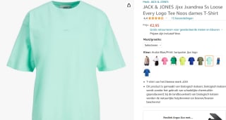 Jack and Jones Logo shirt dames mintkleurig voor €2,95 bij Amazon.nl