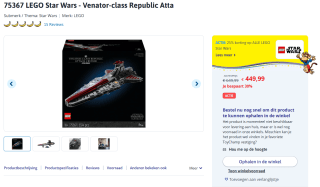 LEGO Star Wars - Venator-class Republic Atta voor €449,99 bij Toychamp