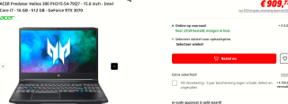 ACER Predator Helios 300 PH315-54-79Q7 - 15.6 inch - voor €909,77 bij de Mediamarkt