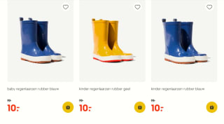 Alle regenlaarzen voor de kids voor €10 bij de HEMA
