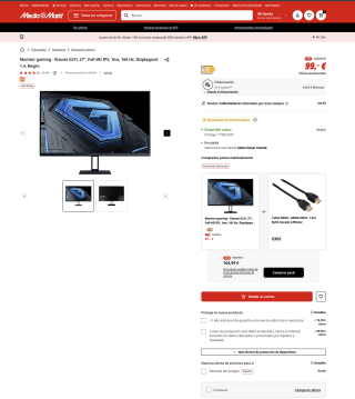 Monitor gaming Xiaomi G27i 27" Full-HD IPS 1ms 165 Hz Displayport 1.4 por 84,15€