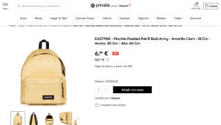 EASTPAK Mochila Padded Pak'R Bold Army por 6,99€