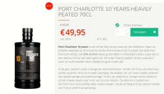 Port Charlotte 10 years Islay whisky voor €49,95 bij Drankdozijn