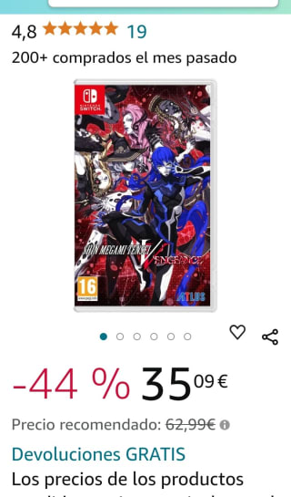Shin Megami Tensei V Vengeance Nintendo Switch por 35,09€.