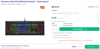 Sharkoon SKILLER SGK60 toetsenbord USB QWERTY voor €34,90 bij Azerty