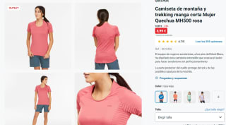 Camiseta de trekking manga corta Mujer Quechua MH500 por 3,99€