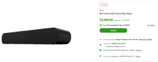 Barra de Sonido Sonos Ray por $3,343 | Cupón Bodega Aurrera