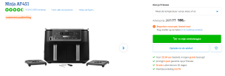 Ninja AF451 Dubbele Airfryer XXL - Twee Kookvakken - 9,5 Liter voor €180 bij Coolblue