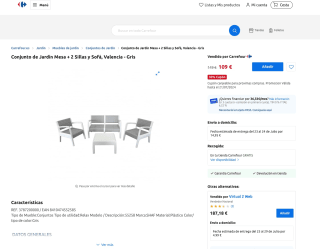 Conjunto exterior Valencia/ Miami mesa sofa y sillas por solo 109€