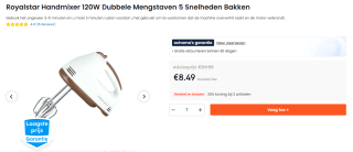 Royalstar Handmixer 120W voor €8,49 bij Ochama