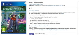 Juego para Playstation PS4 Mask Of Mists por 9,99€