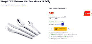24 delige bestek-set BergHOFF Flatware voor €34,18 bij Bol.com