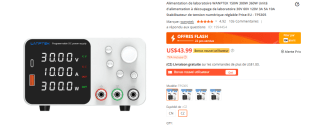 Alimentation de laboratoire WANPTEK TPS305 - 0-60V / 0-5A à 42,50€