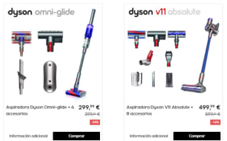 Dyson aspiradora V8 Origin + 6 accesorios por 259,99€