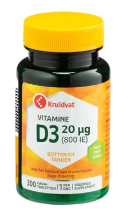 Kruidvat Vitamine D3 20mcg Kauwtabletten voor €3