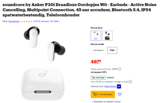 Soundcore P30i Draadloze Bluetooth Oordopjes voor €46,99 bij Bol