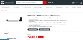 Barre de son Samsung HW-Q990D/EN 11.1.4 canaux à 775,30€