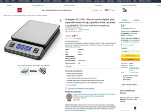 Báscula Orbegozo PC 3100 cocina digital hasta 40 Kg,escalado 2 g, pantalla LCD por solo 22,69€